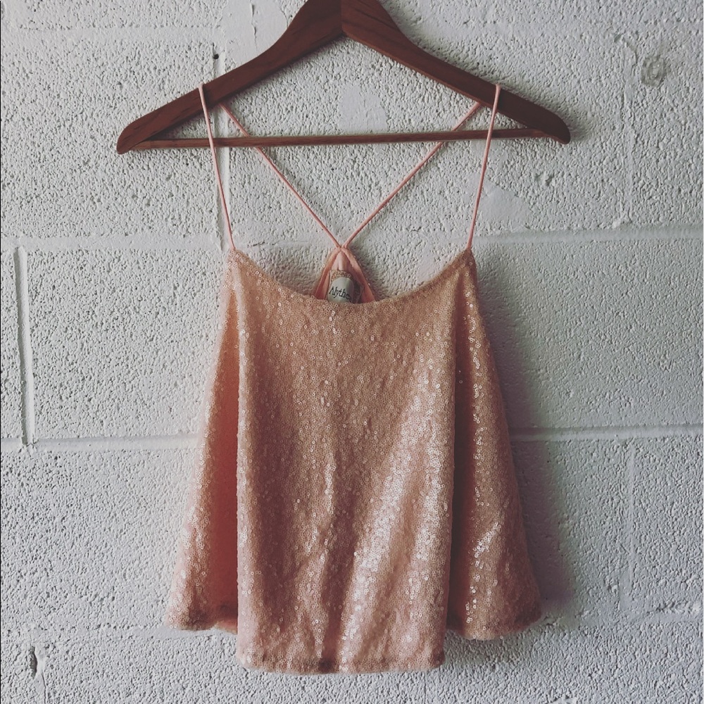 Alythia trapeze peach sequined top sz: Small - Picture 1 of 7